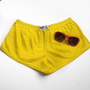 SOFFE cheer / dance mesh yellow shorts
